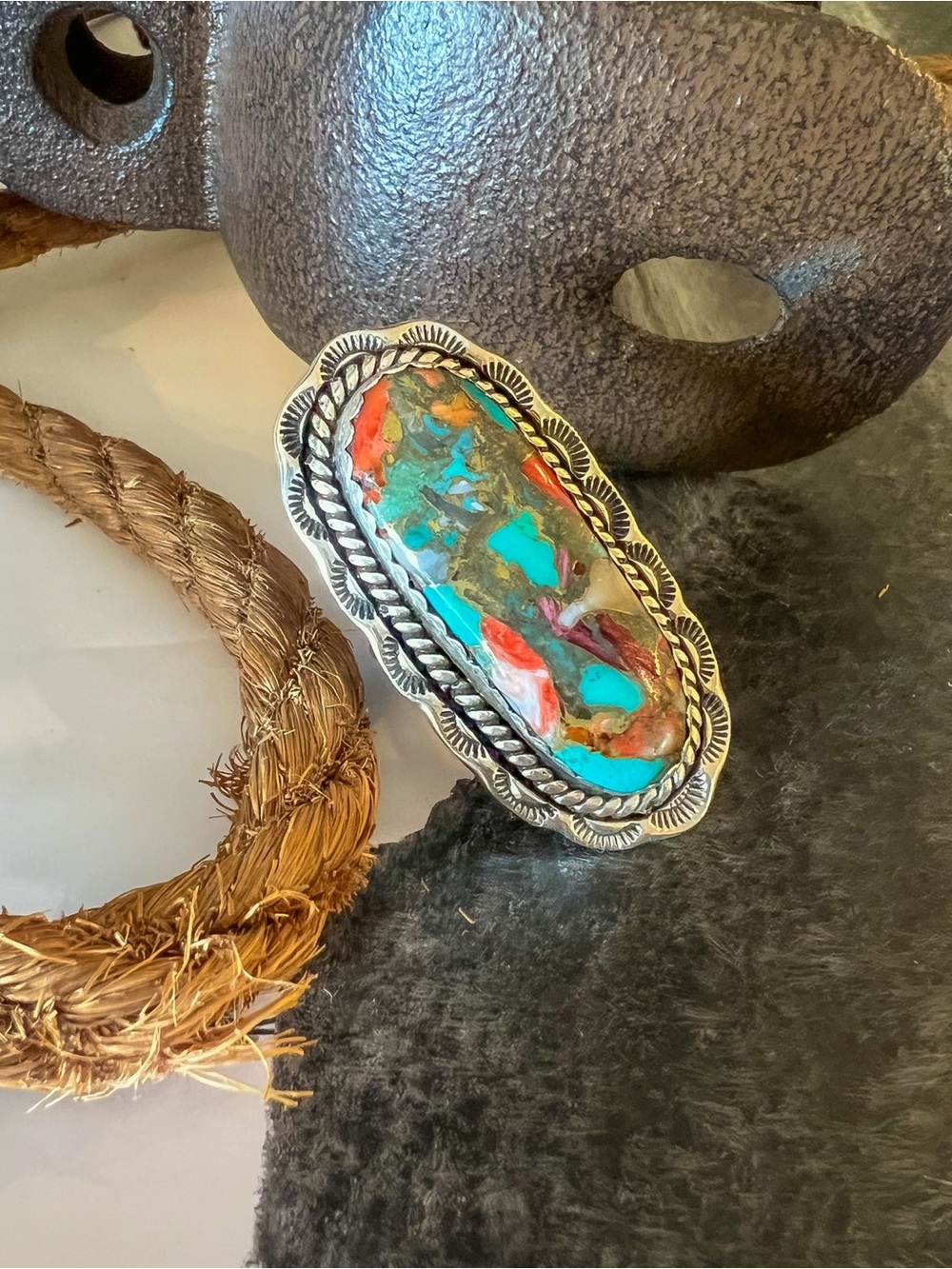 Handcrafted Multi-Color Turquoise Statement Ring